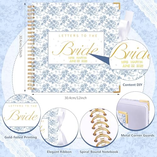 Humyoun Letters to Bride Scrapbook,12 X 12 Inch,Floral,Blue