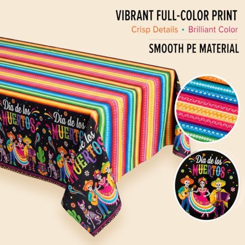 3 Pack Dia De Los Muertos Tablecloths 54 x 108 Inch