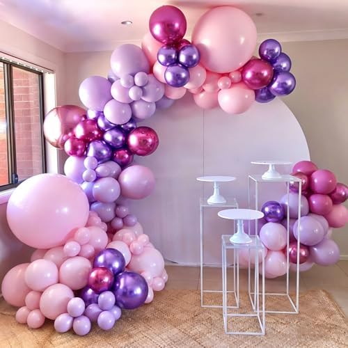 Pink and Purple Balloons, 131pcs Light Pink and Purple Balloons Arch Kit