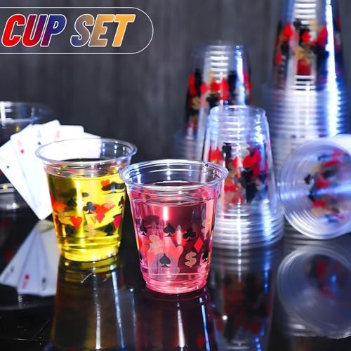 Uiifan 50 Pcs Casino Party Decoration 12oz Las Vegas Supply Game Night Cups