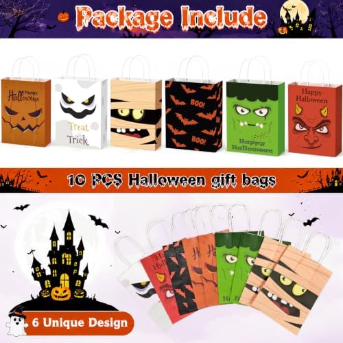 Riccioofy Halloween Treat Bags - 10 Pack Gift Bags for Trick or Treat