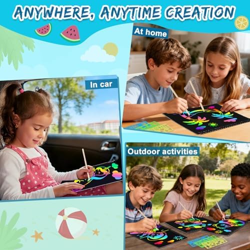 ZMLM Scratch Paper Art-Crafts Gift: 2 Pack Rainbow Notebooks Supplies Toys