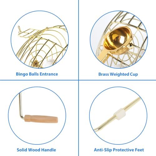 GSE Professional Bingo Game Set for Adults Large Groups, (Gold Cage)