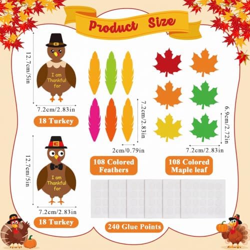 BBTO 36 Sets Thanksgiving Turkey Craft Kit Fall Craft, Novel Style