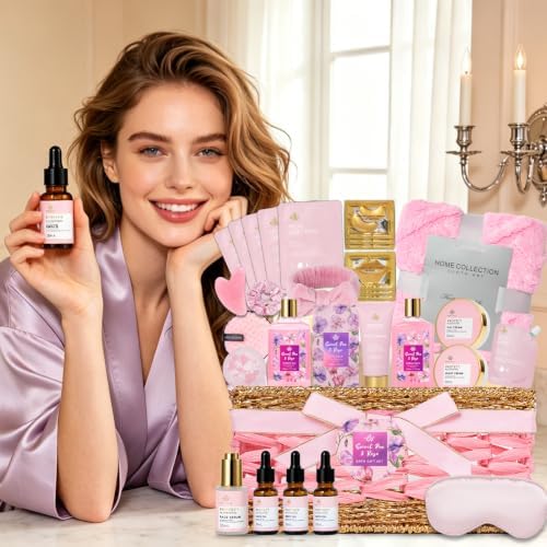 Gifts for Women, 35 Pcs Rose Home Spa Gifts Basket, Get Well Soon Gifts Set