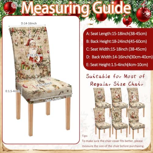 Moukeren 6 Pcs Vintage Christmas Chair Covers Farmhouse Dining Slipcovers