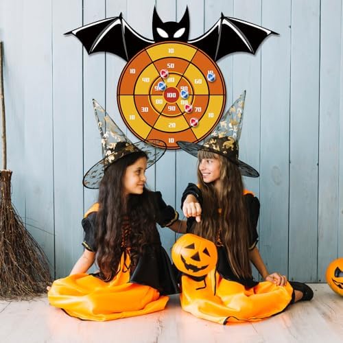 Halloween Large Party Games Toys for Kids, 30" Indoor Outdoor Decor Bat Dart Board Game with 12 Sticky Balls Halloween Party Favor for Kids Boy