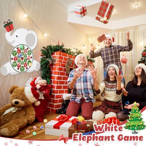 HyDren Valentine's Day Party Games 28x26 White Elephant Gift Exchange Games, White Elephant Dart Board with 12 Sticky Balls, School Classroom Family Activity for Teacher Students Friends Guests