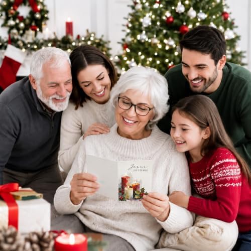 Religious Christmas Cards with Envelopes, Pack of 20, Candlelight