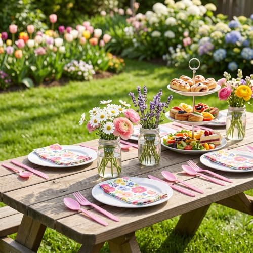 90Pcs Pink Plastic Silverware Set, Salad Size Disposable for Dessert
