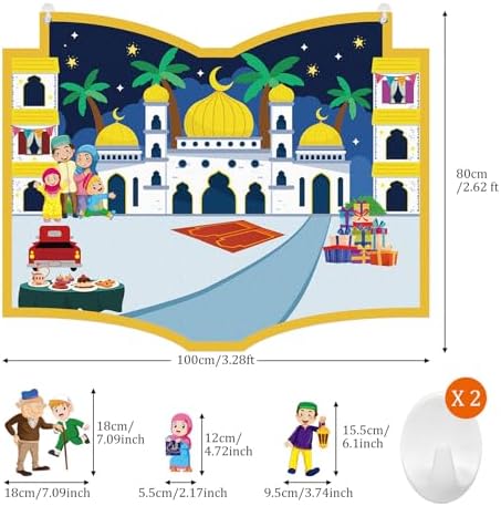 Cinrobiye DIY Ramadan Craft Kit – Eid Crafts & Activities, Reusable Felt Mosque, Moon & Stars Set for Classroom, Home, Islamic Holiday Decorations, Party Supplies