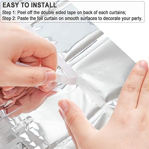 Silver Streamers Metallic Party Backdrop 8.2ft x 3.2ft - Pack of 2
