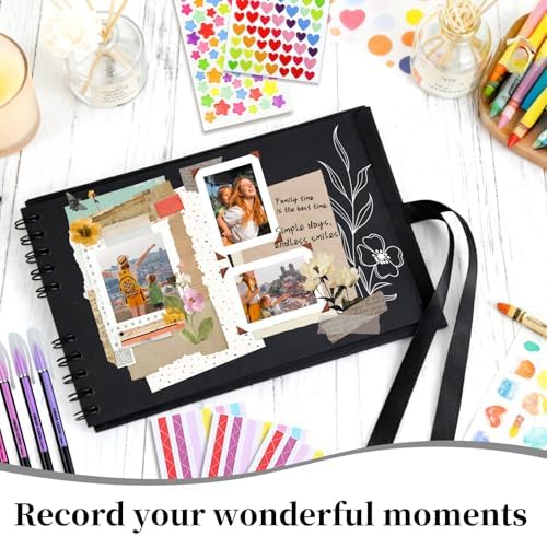 Vienrose Scrapbook Album 80 Pages 11x8 Inch Black