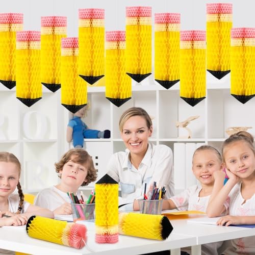 JULMELON 6 Pcs Back to School Hanging Pencil Lanterns for Classroom Decor