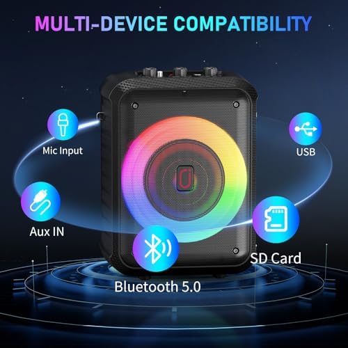 JYX Karaoke Machine for TV with 2 Wireless Microphones, Portable PA Speaker