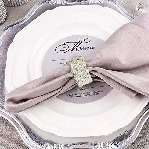 LogHog Pearl Napkin Rings Set of 6, Delicate Handmade Napkin Holder Ring Buckles Ideal Table Setting Decor for Wedding, Valentine's Day, Banquet, Birthday, Thanksgiving (White)