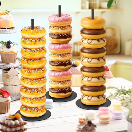 2 Pcs Metal Donut Display Stand Tower for Dessert Table, Black