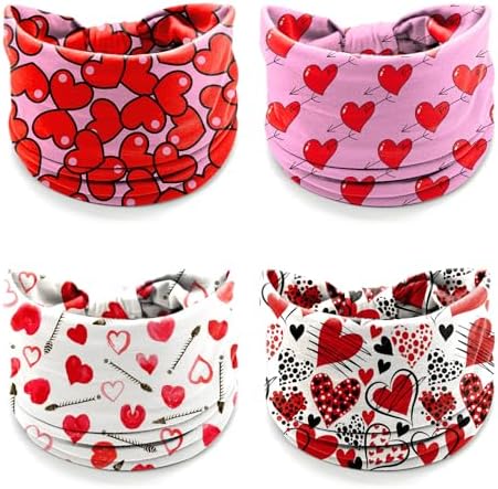 IDDFEVE 4Pcs Valentine's Day Headbands for Women - Red & White Heart with An Arrow Holiday Hair Bands, Pink Love Festive Present Hair Accessories
