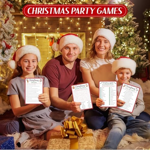 Sinload 300 Pcs Christmas Trivia Game Cards for Adults Family Coworkers