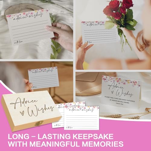 Advice and Wishes Cards Set with Message Notes and Keepsake Options, Guest Book Alternative for Baby Shower, Wedding, Bridal Shower, Graduation and Birthday Celebrations (50, B White, White Color Set)