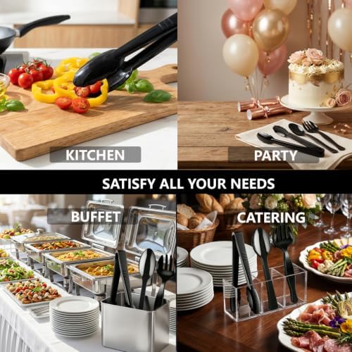 Plastic Serving Utensils, Disposable Tongs Spoons Forks for Food