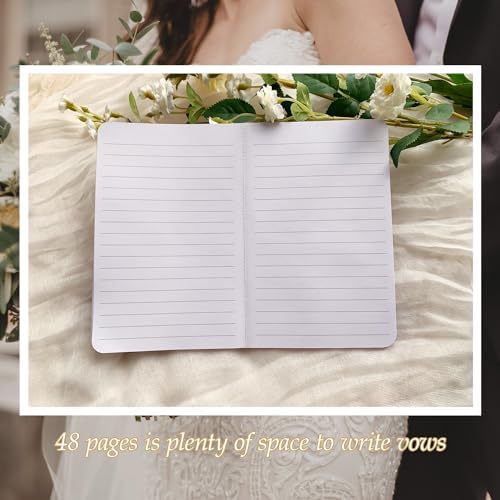 Vow Books Set of 2 Elegant His and Hers Vow Books 48 Pages Wedding Notebook With Plenty of Pages to Write Vows Wedding Vow Books with Gold Foil Floral Lettering Wedding Essentials for Bride Groom