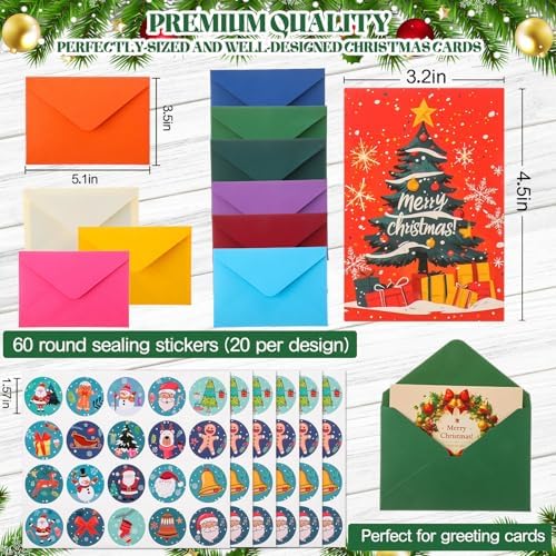 AmazingSpark 345 Set Christmas Cards with Envelopes Stickers,Classic
