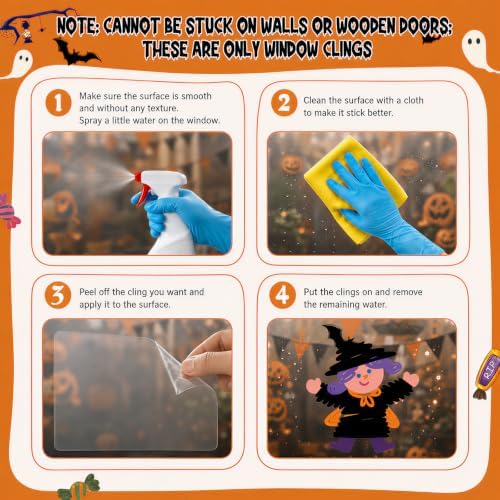 5 Pcs Cute Halloween Decorations,Halloween Window Clings Stickers