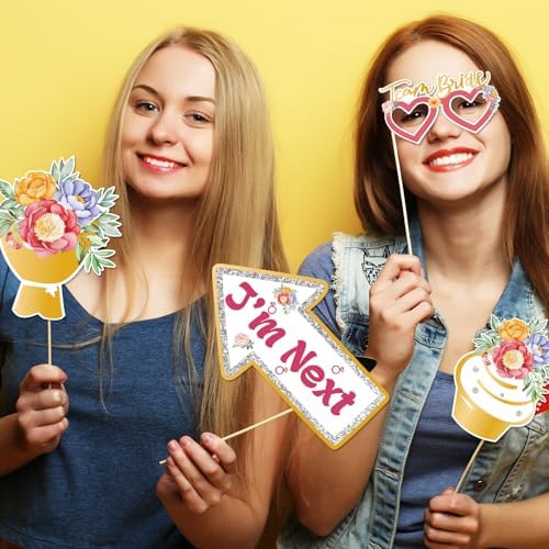 22 Pcs Bridal Shower Photo Booth Props Funny Gold Bachelorette Party Selfie Props Decoration Supplies Ideas Favors