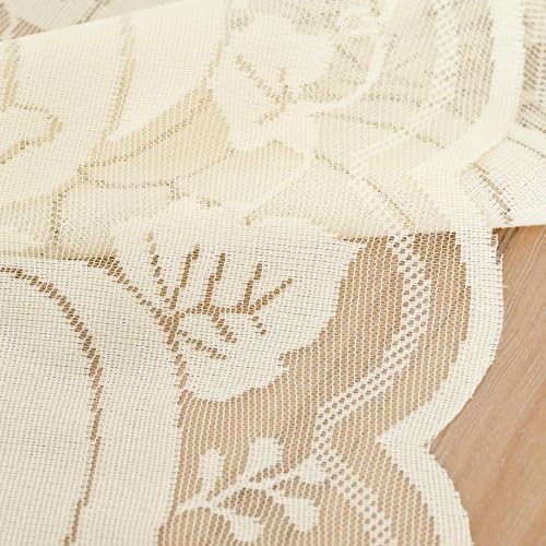 Artoid Mode Beige Lace Jacquard Pumpkin Leaf Fall Table Runner, Seasonal Thanksgiving Autumn Kitchen Dining Table Decoration for Home Party Decor 13x72 Inch