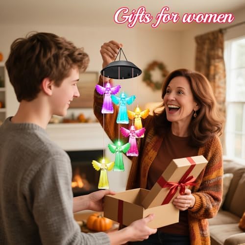 Winzwon Angel Solar Wind Chimes for Outside, Memorial Garden Decorations