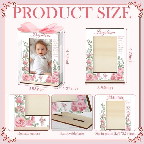 Vercraft 12 Set Baptism Picture Frame Catholic Baptism Gifts, Pink