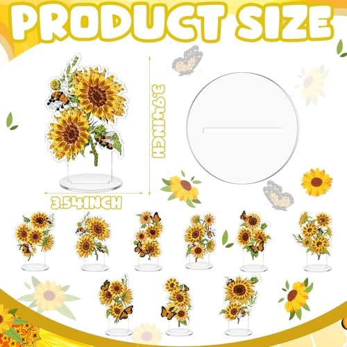 Kosiz 9 Pcs Sunflower Diamond Art Tabletop Decor Sunflower Diamond Art Kits