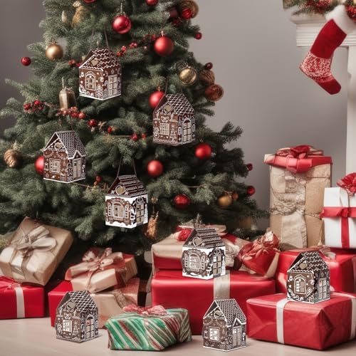 Gersoniel 24 Pcs Gingerbread Candy Gift Boxes, Dark Brown