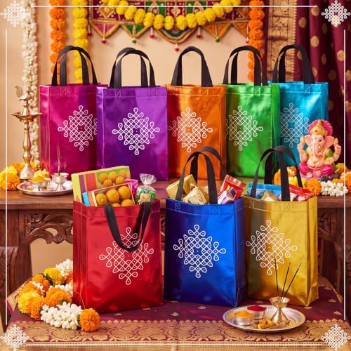 Dansydaisy 24 Pack Indian Return Gifts Non Woven Bags Bulk for Pooja