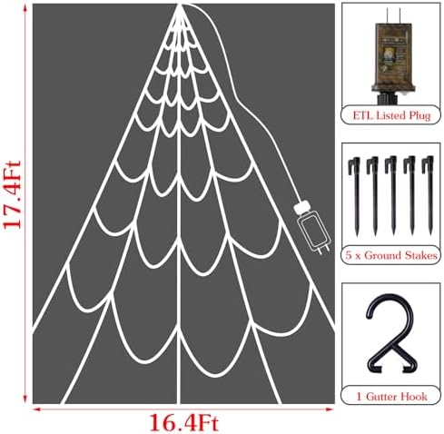 Halloween Decorations Outdoor Spider Web: Giant Light Up Spider Web Decor