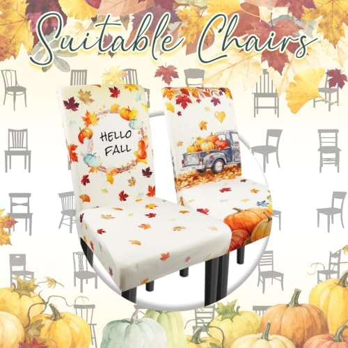 Fall Chair Covers Set of 4 Pumpkin Chair Back Covers