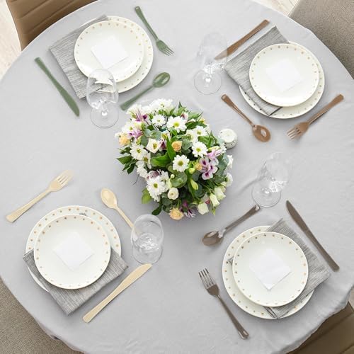 Kochorie 300 Pieces Woodland Plastic Silverware, Disposable Plastic Utensils, Heavy Duty Cutlery Set Heavyweight Flatware Includes Spoons Forks Knives for Birthday Wedding Forest Party Supplies