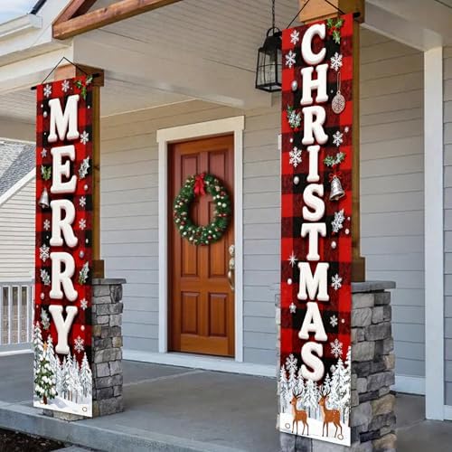 Nuxovilar Front Door Porch Sign Entrance Banner Set 12x71in Polyester
