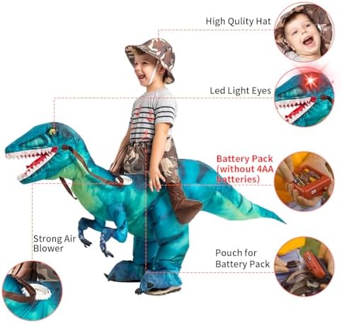 GOOSH Inflatable Dinosaur Costume for Kids Halloween Costumes Boys Girls Funny Blow up Costume for Halloween Party Cosplay…