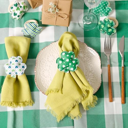 St.Patrick's Day Napkin Rings Set of 12, Shamrock Cloth Napkin Rings Holder