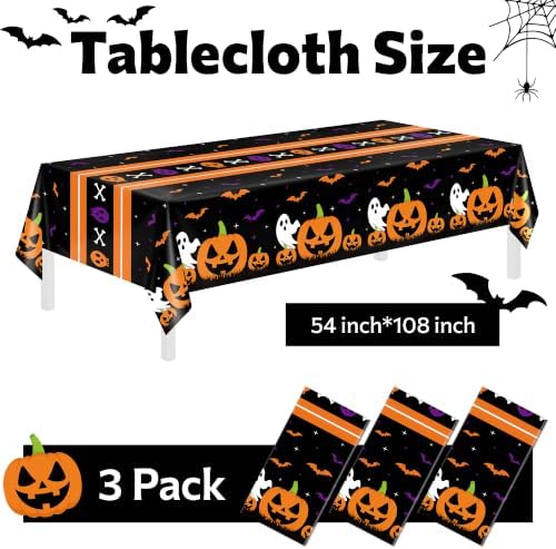 Childom 3 Pack Halloween Tablecloth for Rectangle Table,Halloween Decor