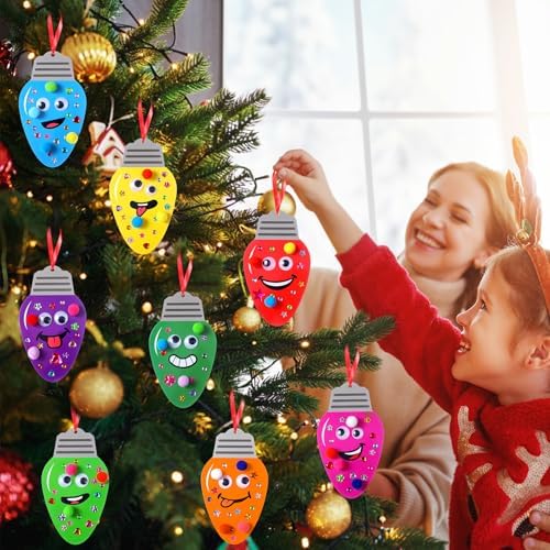 Funrous 48 Sets Christmas Crafts Bulk Colorful Lights Bulbs Paper Crafts