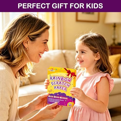 FUNNYB&G 100 Pcs Rainbow Scratch Paper Art for Kids Arts and Crafts Kit