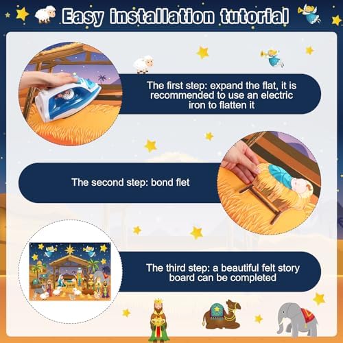 MiniInflat 35 Pcs Nativity Felt Story Board 3.4FT Christmas Wall Decor Set