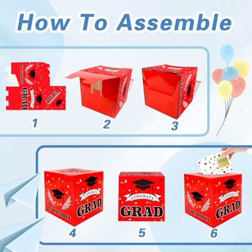 Graduation Card Box 2026 Graduations Decorations, Red Graduation Card Box for Party 2026, Grad Cards holder Class of 2026 for College High School Gift Decor Supplies