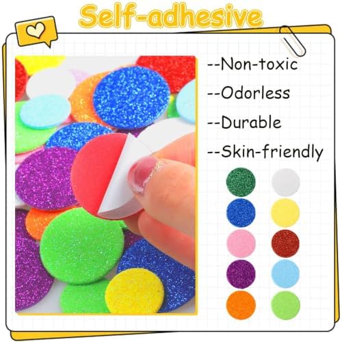 BLMHTWO 480 PCS Round Foam Stickers for Crafts, Glitter Circle Stickers