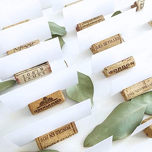 Premium Recycled Cork Place Card Holders - Set of 25 with Place Cards - Rustic Wine Theme Table Decor - Perfect for Vineyard Weddings