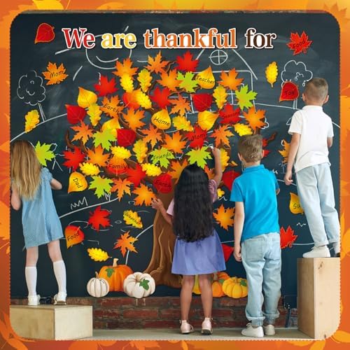 Ctosree 99 Pcs Fall Thanksgiving Bulletin Board Decorations Set We are Thankful for Classroom Wall Decor Autumn Maple Leaves Pumpkin Make Your Own Large Thankful Tree for Autumn Harvest Party Decor