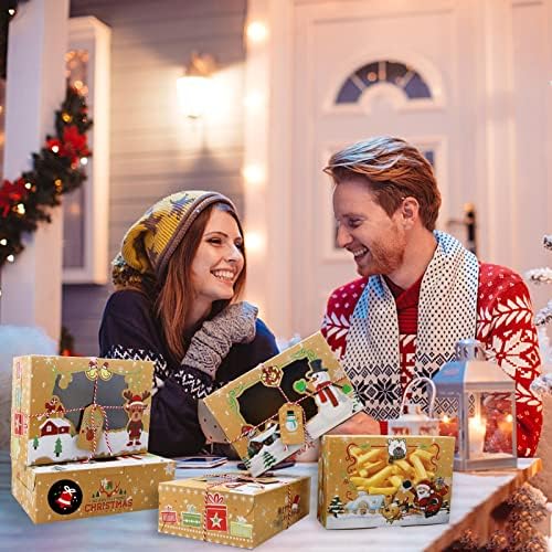 ZMCINER 12 PCS Christmas Cookie Boxes with Window Christmas Bakery Boxes Treat Boxes Baking Boxes for Gift Giving for Pastries, Cupcakes, Brownies, Brown Kraft Bakery Boxes 8.75 x 5.75 x 2.75 Inches